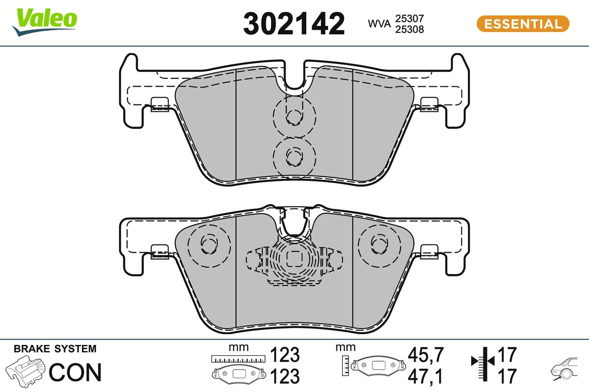 Jeu de 4 plaquettes de frein VALEO ref. 302142
